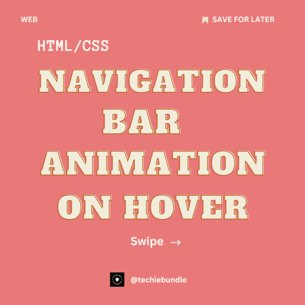 navigation bar animation on hover using pure html and css