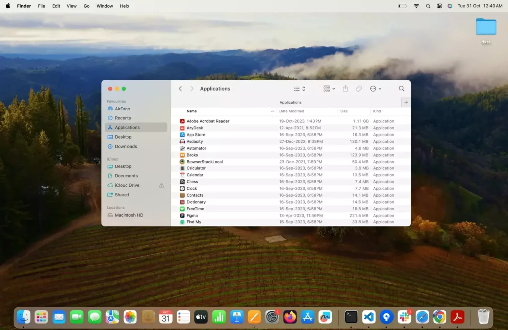 Application folder on mac