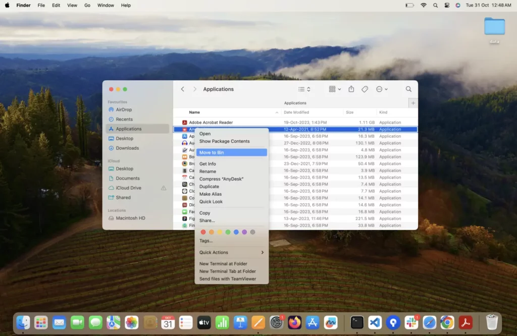 Uninstall application on mac