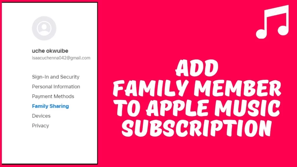 Add family member to apple music